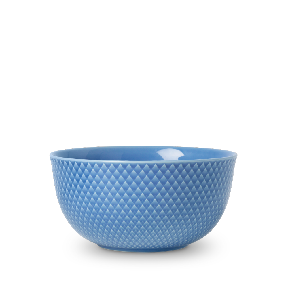 Lyngby Porcelæn Rhombe serveringsskål, blå - Ø: 17,5 cm. - Bahne